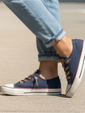 Converse Navy Blue Low Top Sneakers with White Sole